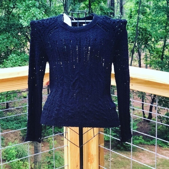 Neiman Marcus Inhabit Wool Blend Open Stitch Sweater SP Wednesday Addams Goth - Picture 1 of 5